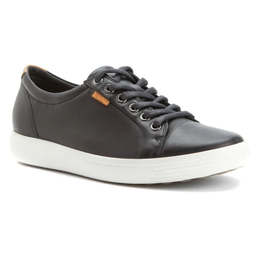 Ecco Soft 7 Leather Casual Shoes Titanium Gray with White Base